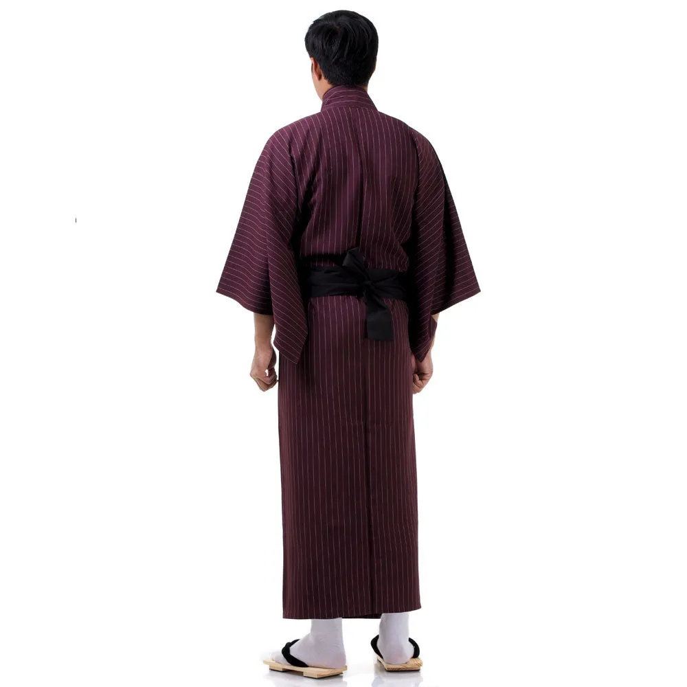 Japanese Black Komainu Yukata Kimono Robe for Men