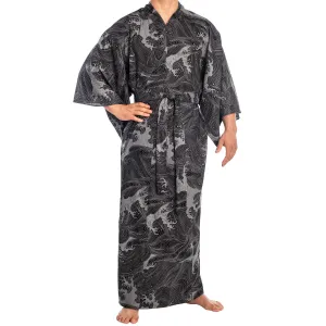 Japanese Kimono Wave Long Black