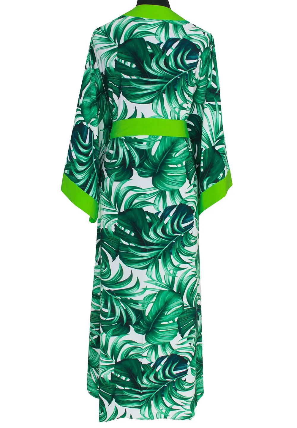 Jungle - Monstera White / Green Kimono (Neon Green)