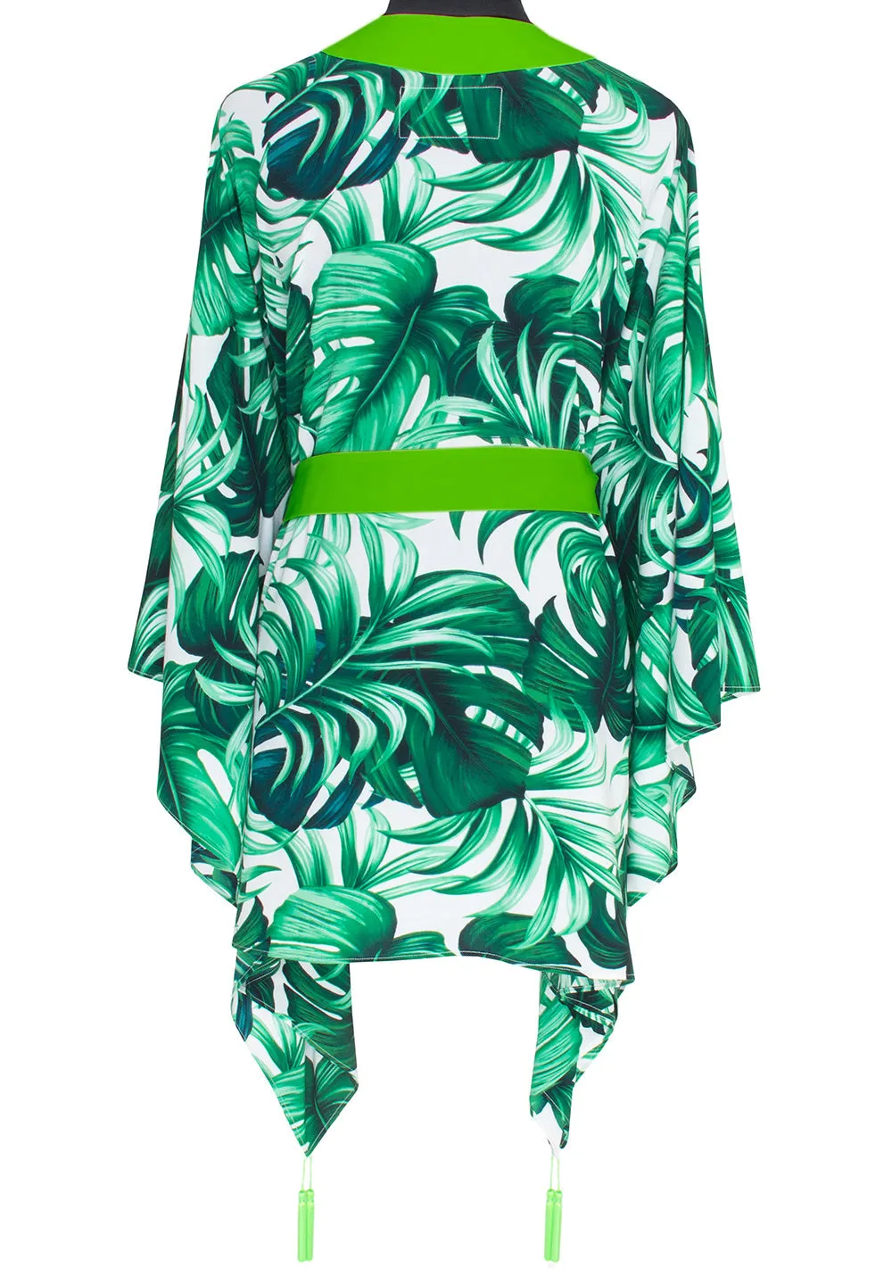 Jungle - Monstera White / Green Kimono (Neon Green)