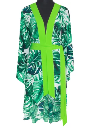 Jungle - Monstera White / Green Kimono (Neon Green)