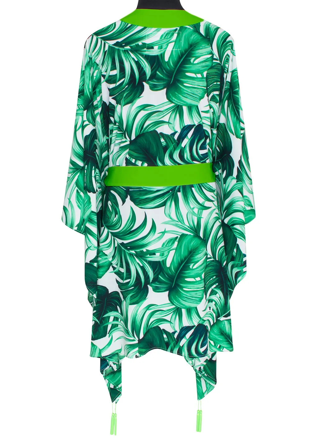 Jungle - Monstera White / Green Kimono (Neon Green)