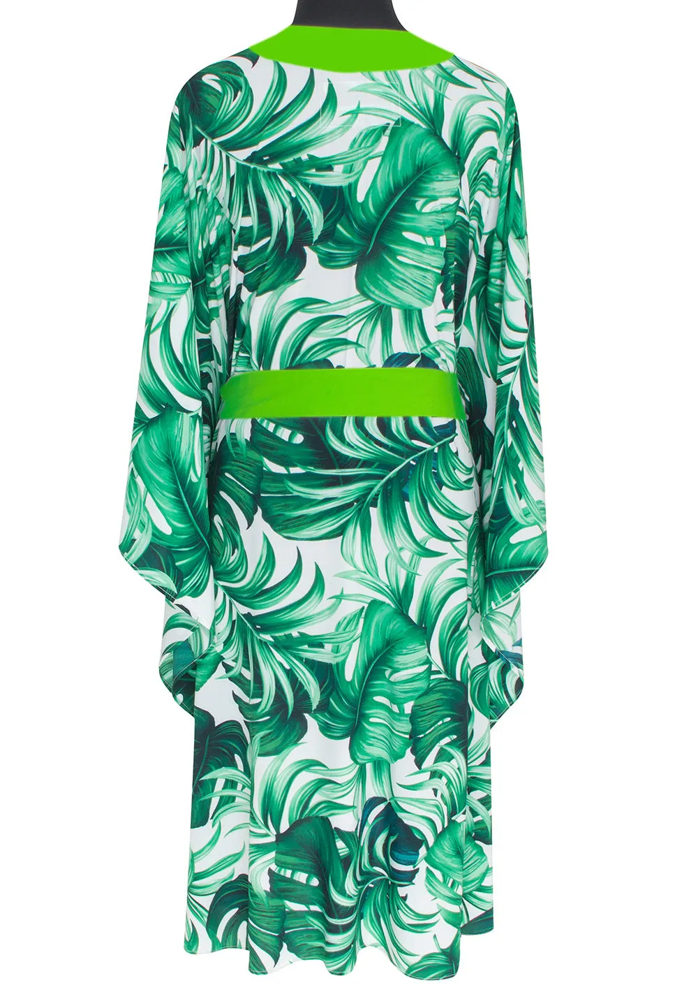 Jungle - Monstera White / Green Kimono (Neon Green)