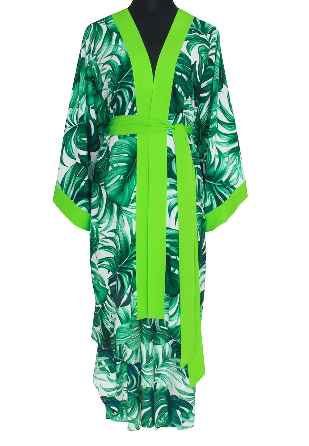 Jungle - Monstera White / Green Kimono (Neon Green)