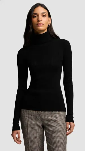 Knit Turtleneck in Stretch Wool | Black