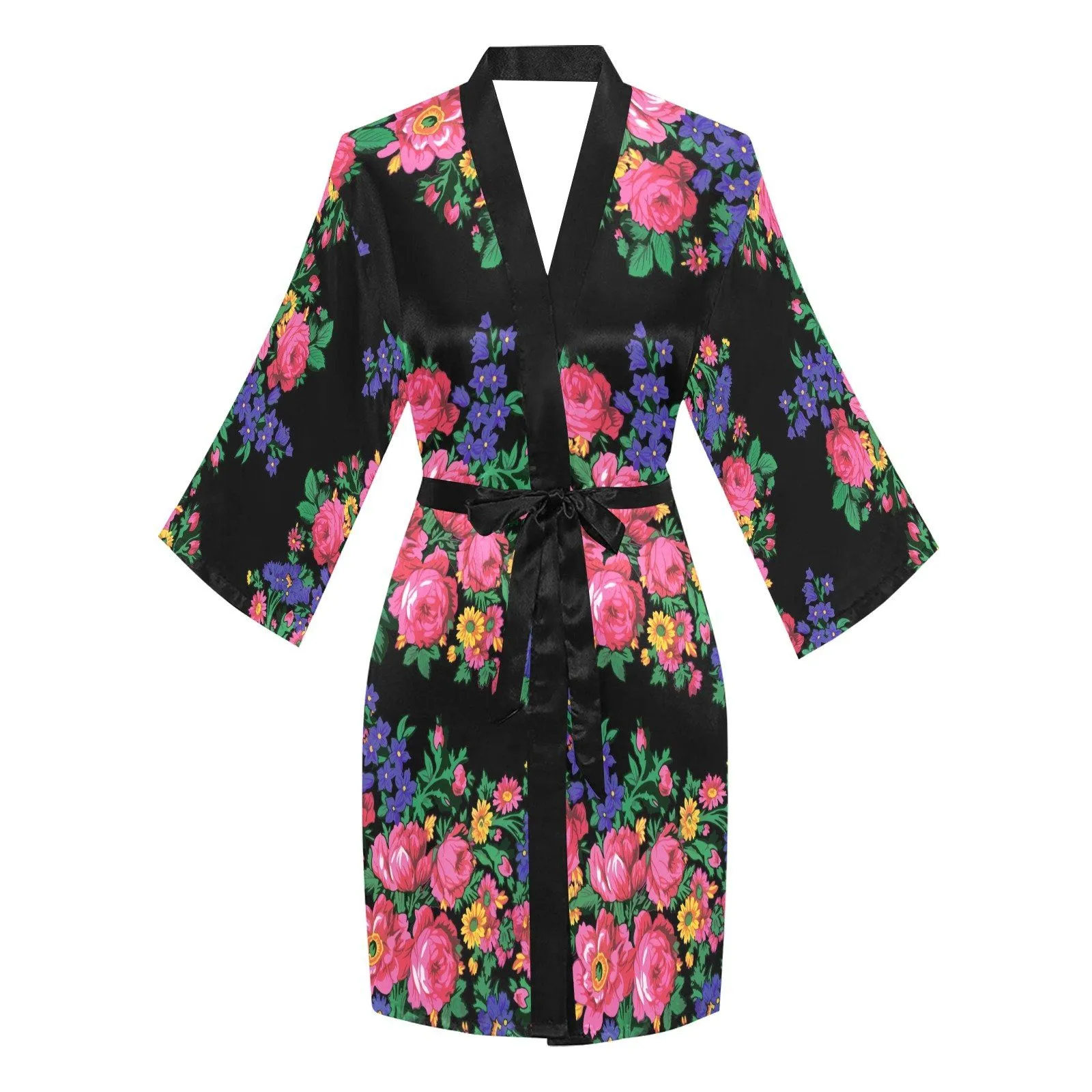 Kokum's Revenge Black Long Sleeve Satin Robe