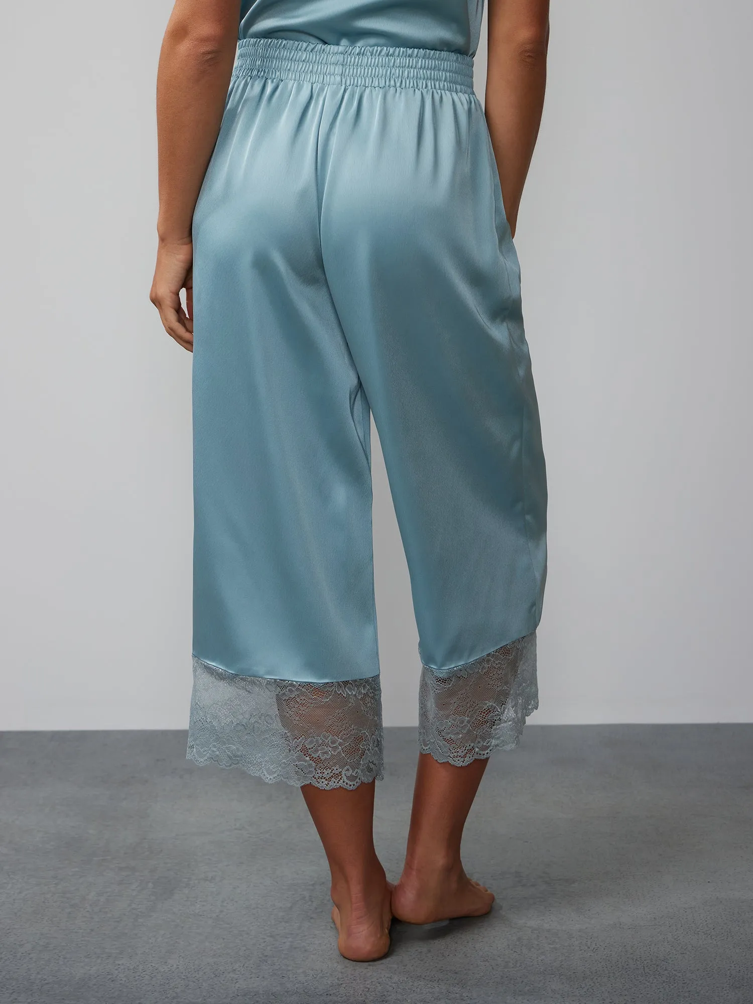 Lace Hem Wide Leg Pajama Pant