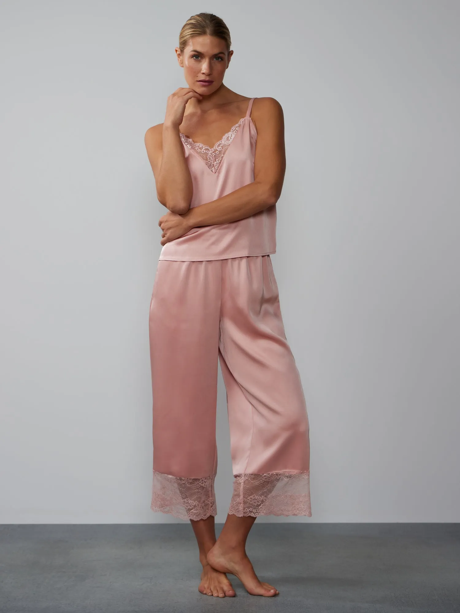 Lace Hem Wide Leg Pajama Pant