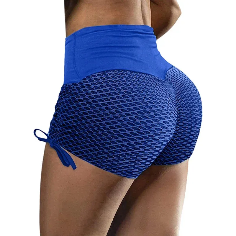 LVSANW 2024 European and American Amazon Spring/Summer New Elastic Jacquard Pants Spliced Slim Fit Yoga Sports Bottom Shorts for Women