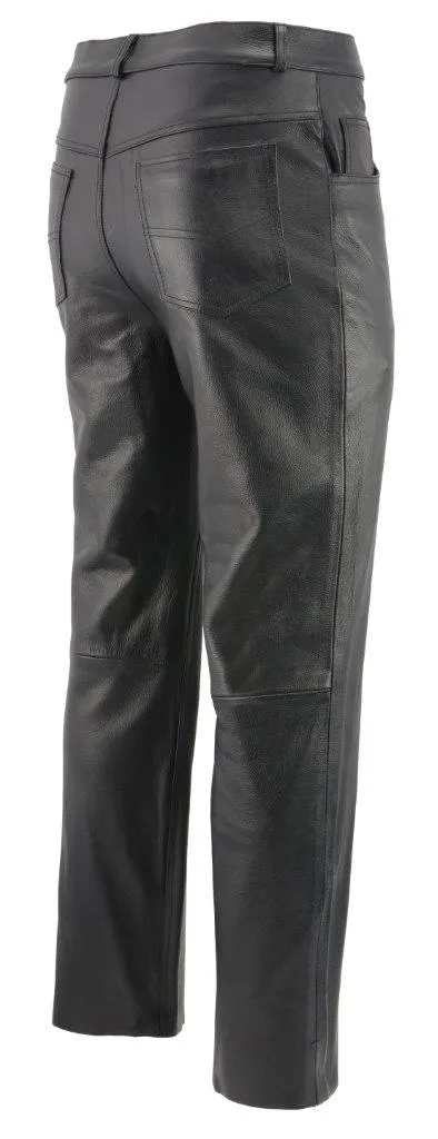 M-Boss Motorcycle Apparel BOS15570 Men’s Black Jean Style Leather Pants