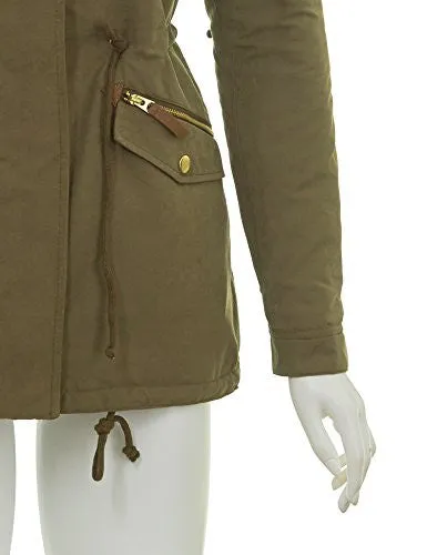 MBJ WJC1251 Womens Warm Winter Hooded Parka Outwear M OLIVE