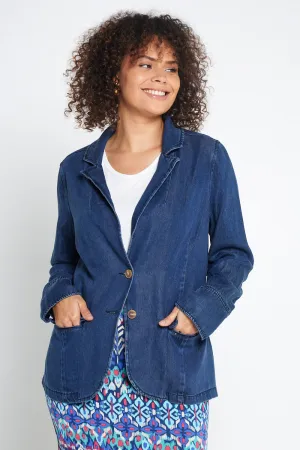 Melba Lyocell Denim Blazer - Dark Rinse