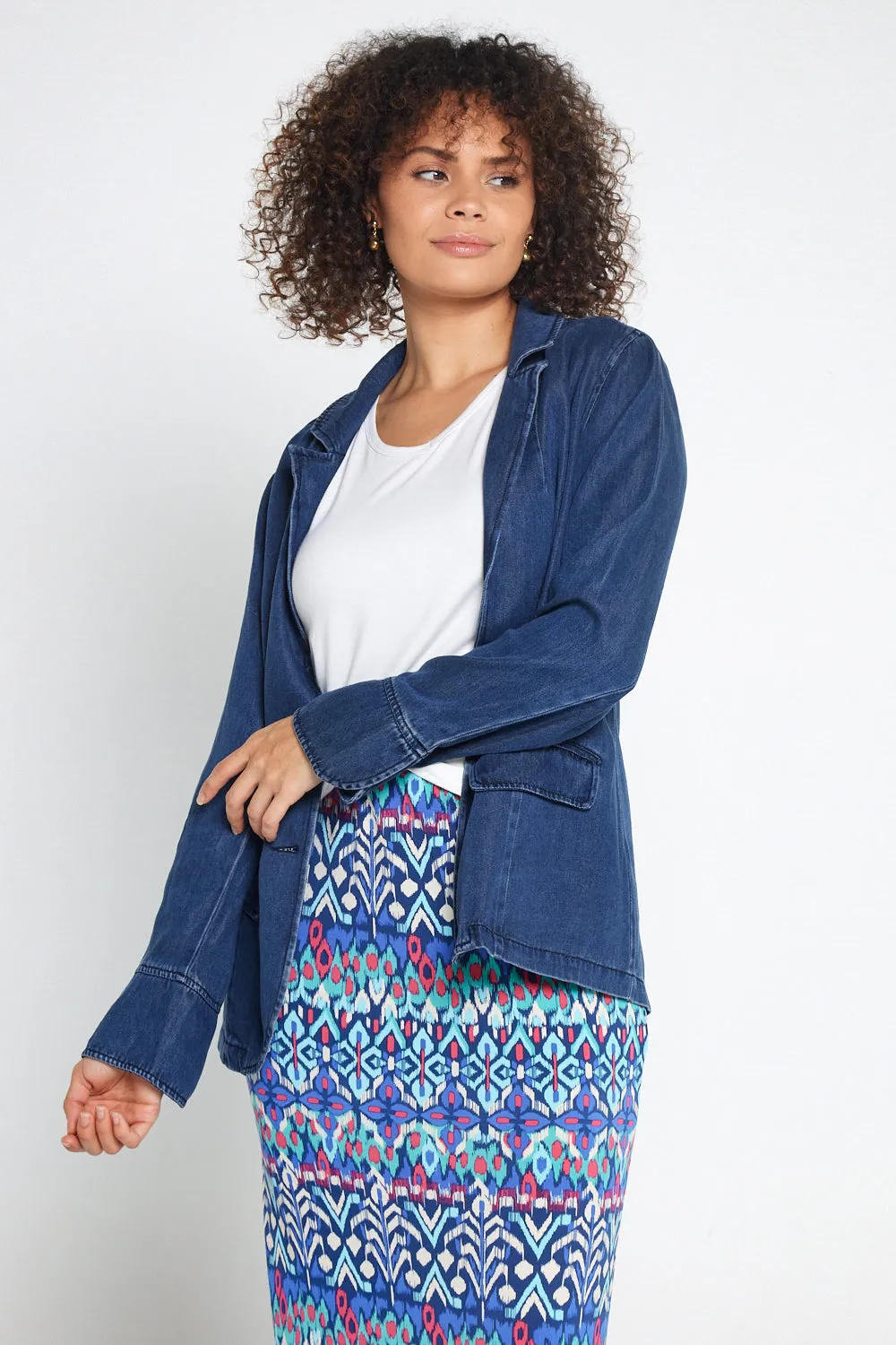 Melba Lyocell Denim Blazer - Dark Rinse