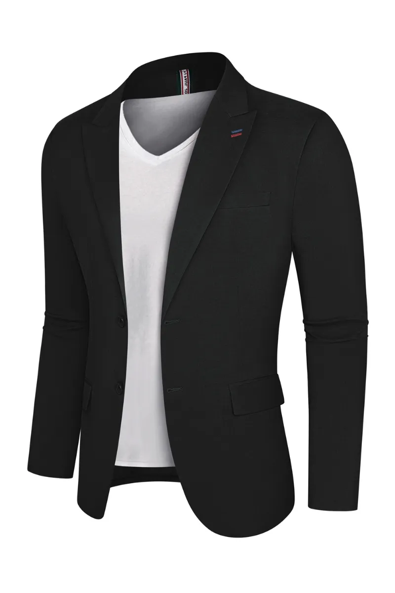 Men Back Slit Blazer Coat Casual Peak Lapel Two-Button Suit Coat