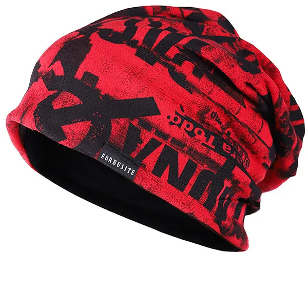 Men Jersey Scrawl Beanie Hat B411