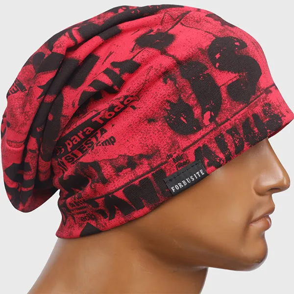 Men Jersey Scrawl Beanie Hat B411