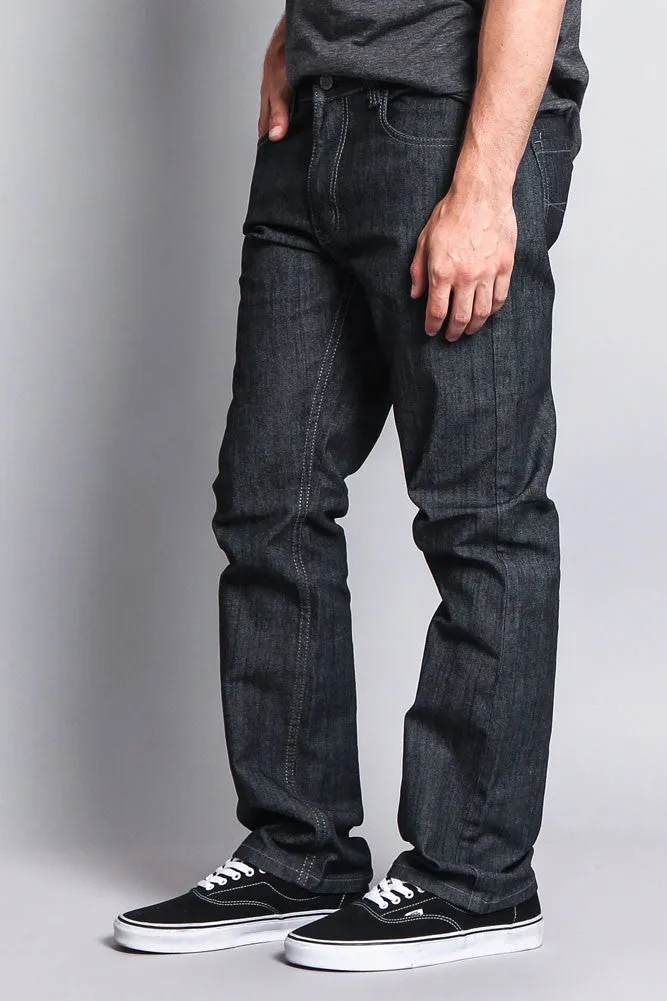 Men's Straight Fit Raw Denim Jeans (Raw Grey)