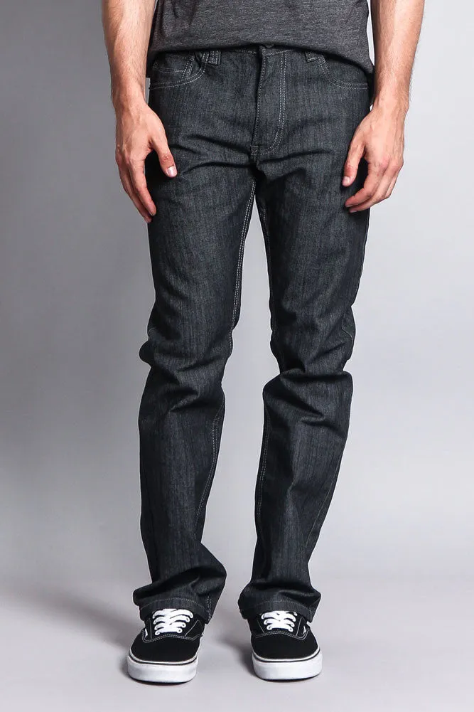 Men's Straight Fit Raw Denim Jeans (Raw Grey)