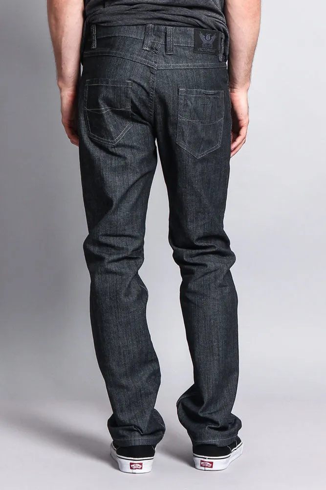 Men's Straight Fit Raw Denim Jeans (Raw Grey)