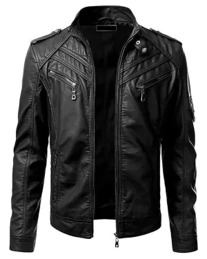 Men's Vintage Retro Black Biker Motorcycle Jacket