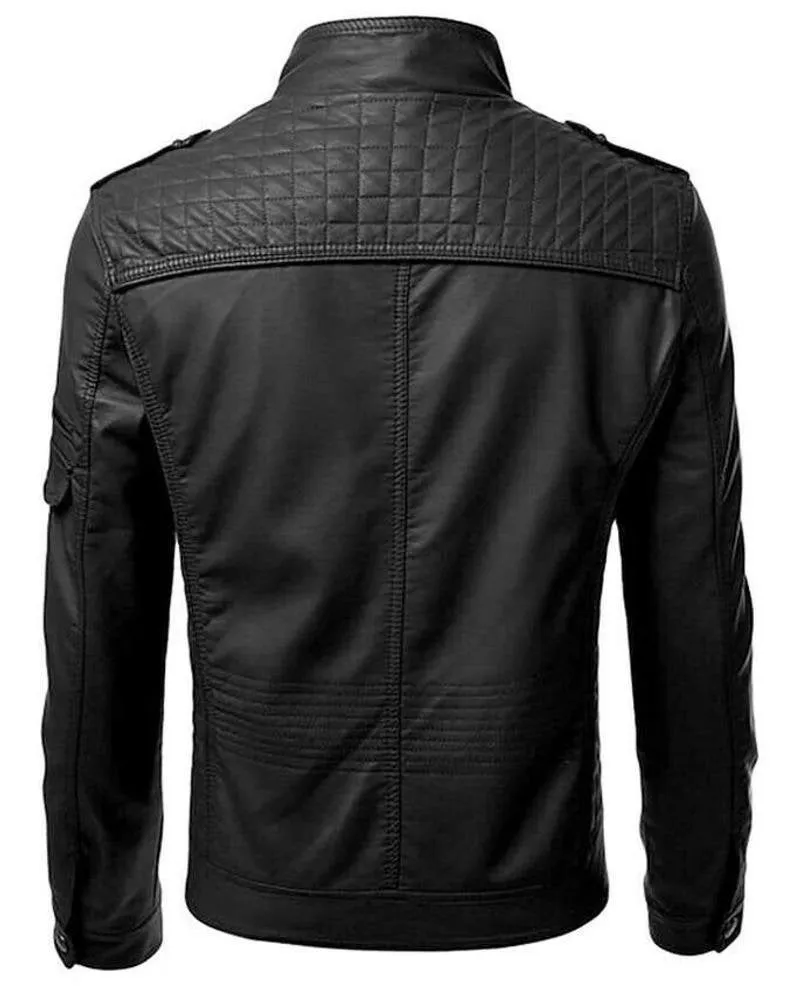 Men's Vintage Retro Black Biker Motorcycle Jacket