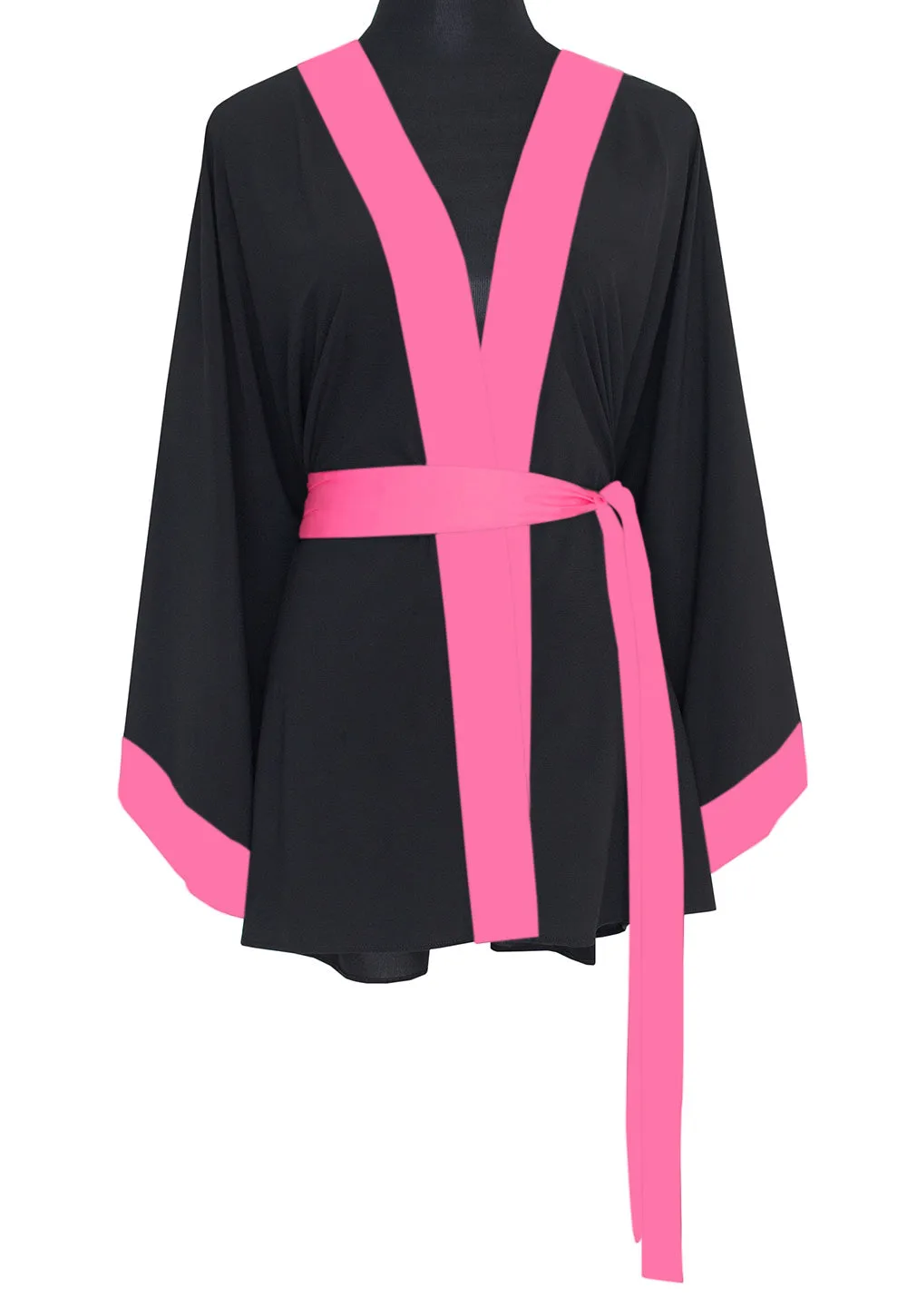 Monochrome - Black Kimono Evil Eye (Neon Pink)