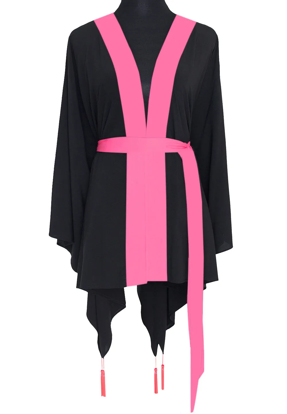 Monochrome - Black Kimono Evil Eye (Neon Pink)