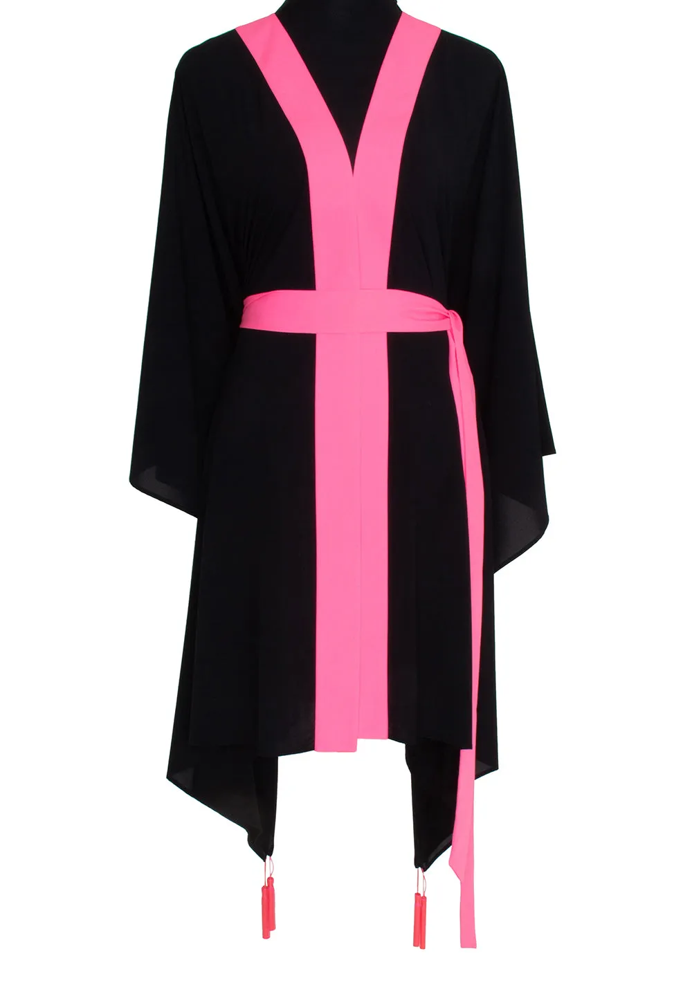 Monochrome - Black Kimono Evil Eye (Neon Pink)