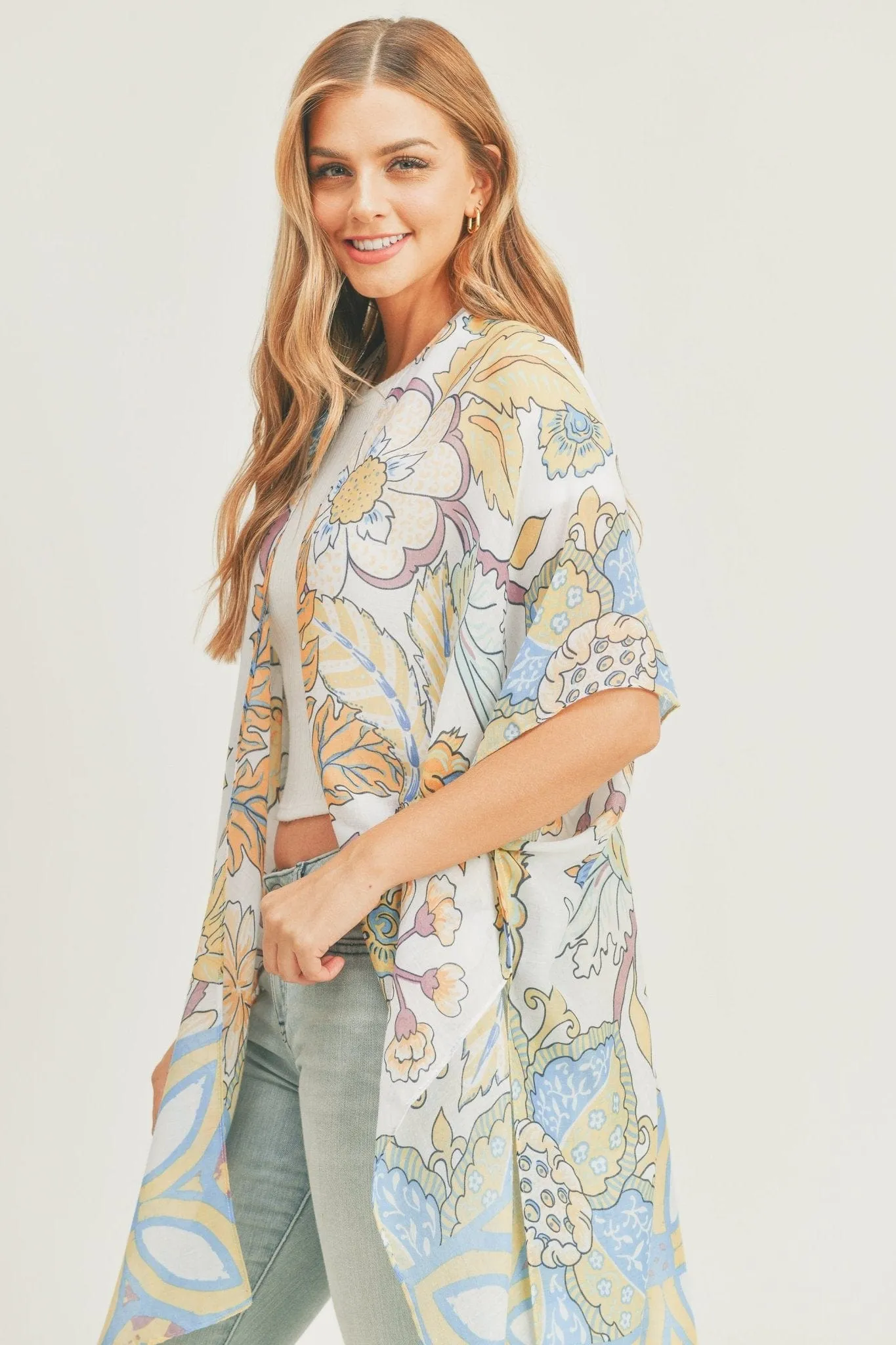 MS0278 Mindy Floral Print Kimono