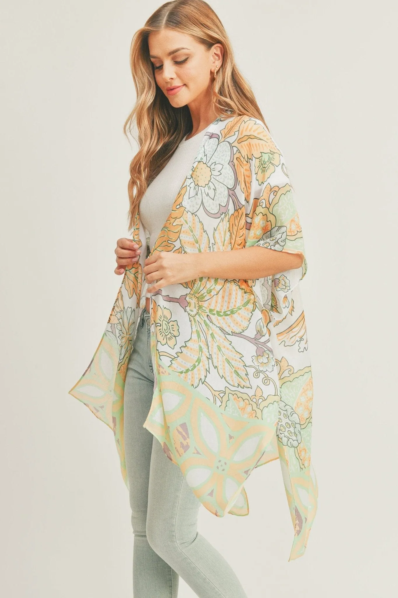 MS0278 Mindy Floral Print Kimono