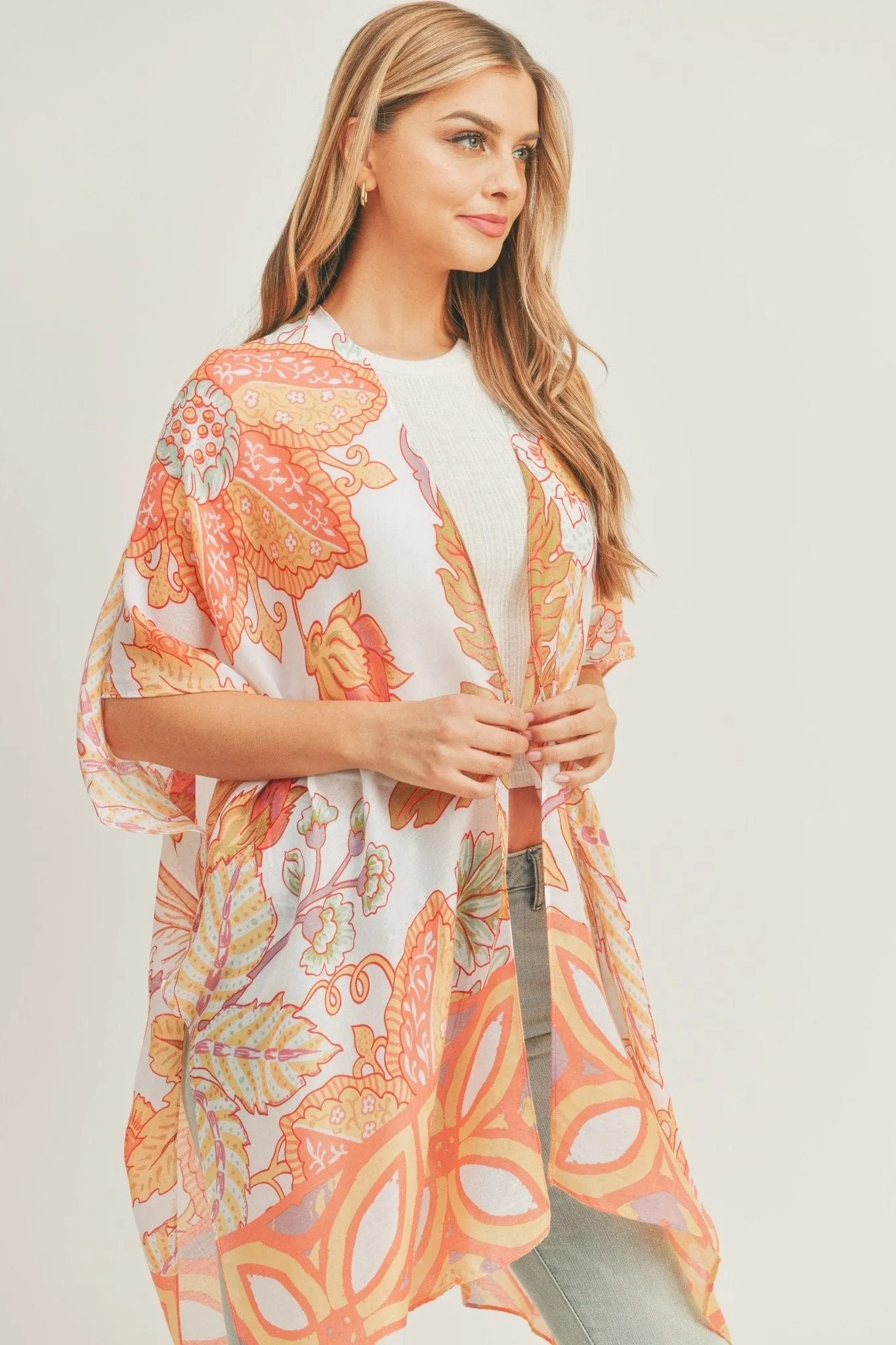 MS0278 Mindy Floral Print Kimono