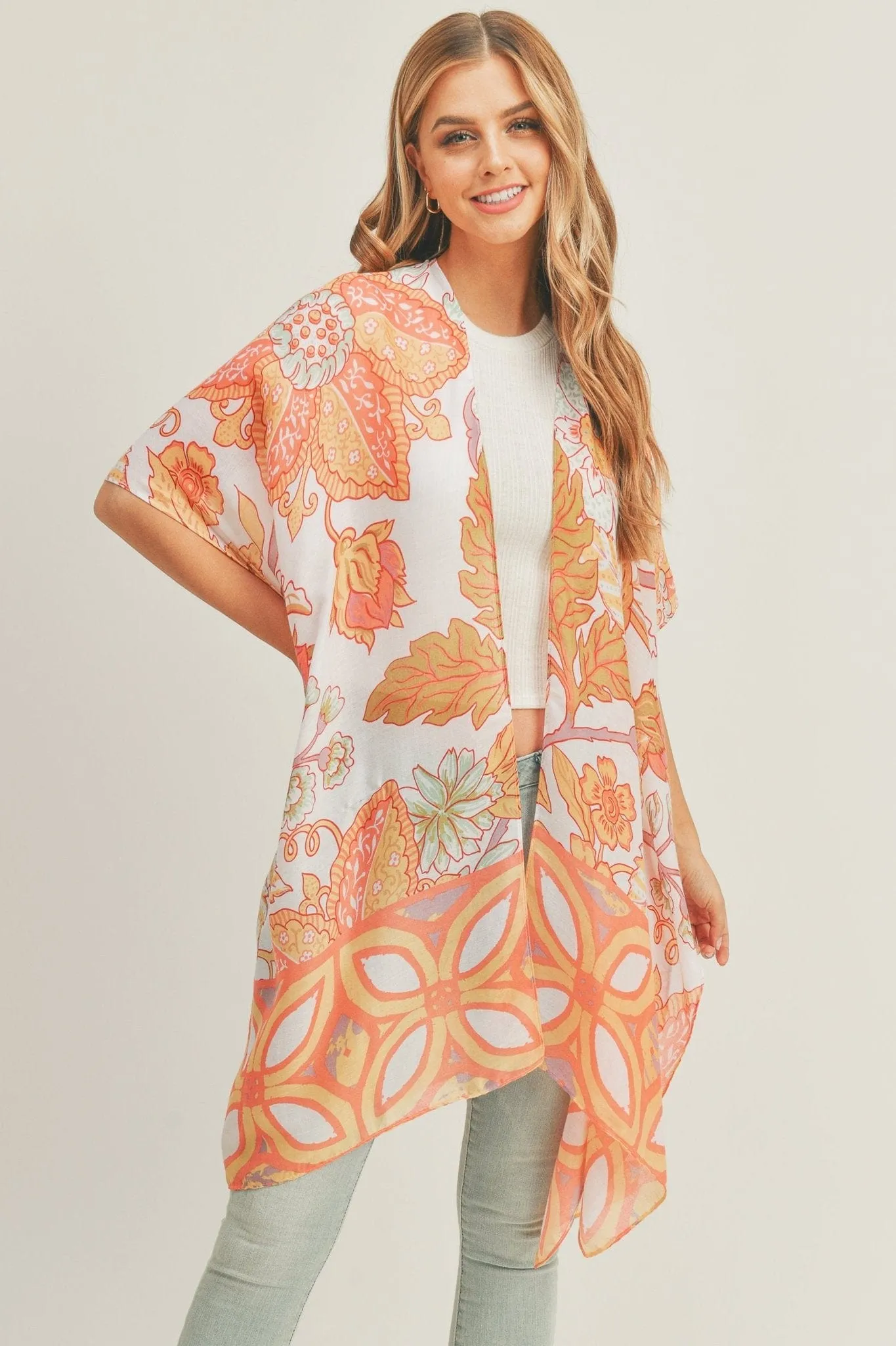 MS0278 Mindy Floral Print Kimono