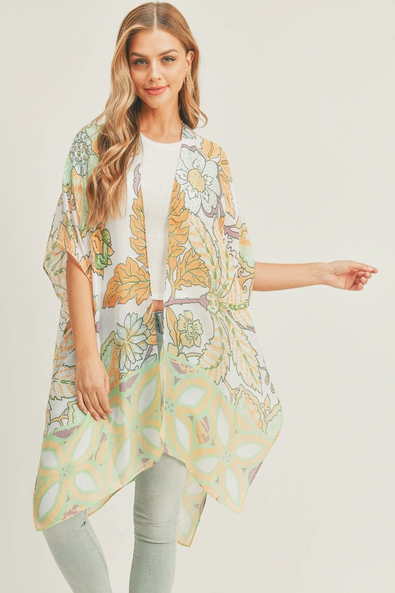 MS0278 Mindy Floral Print Kimono