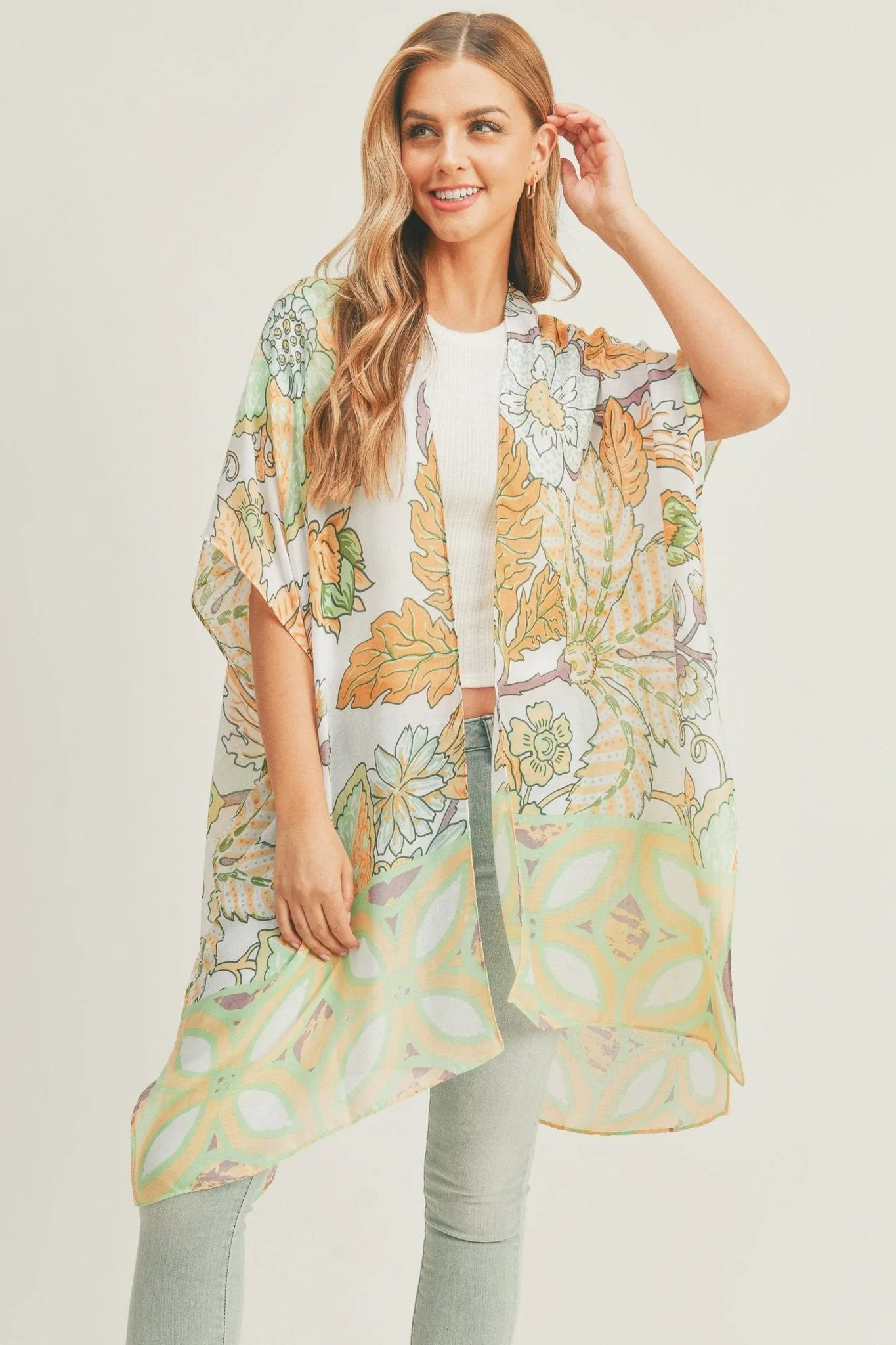 MS0278 Mindy Floral Print Kimono