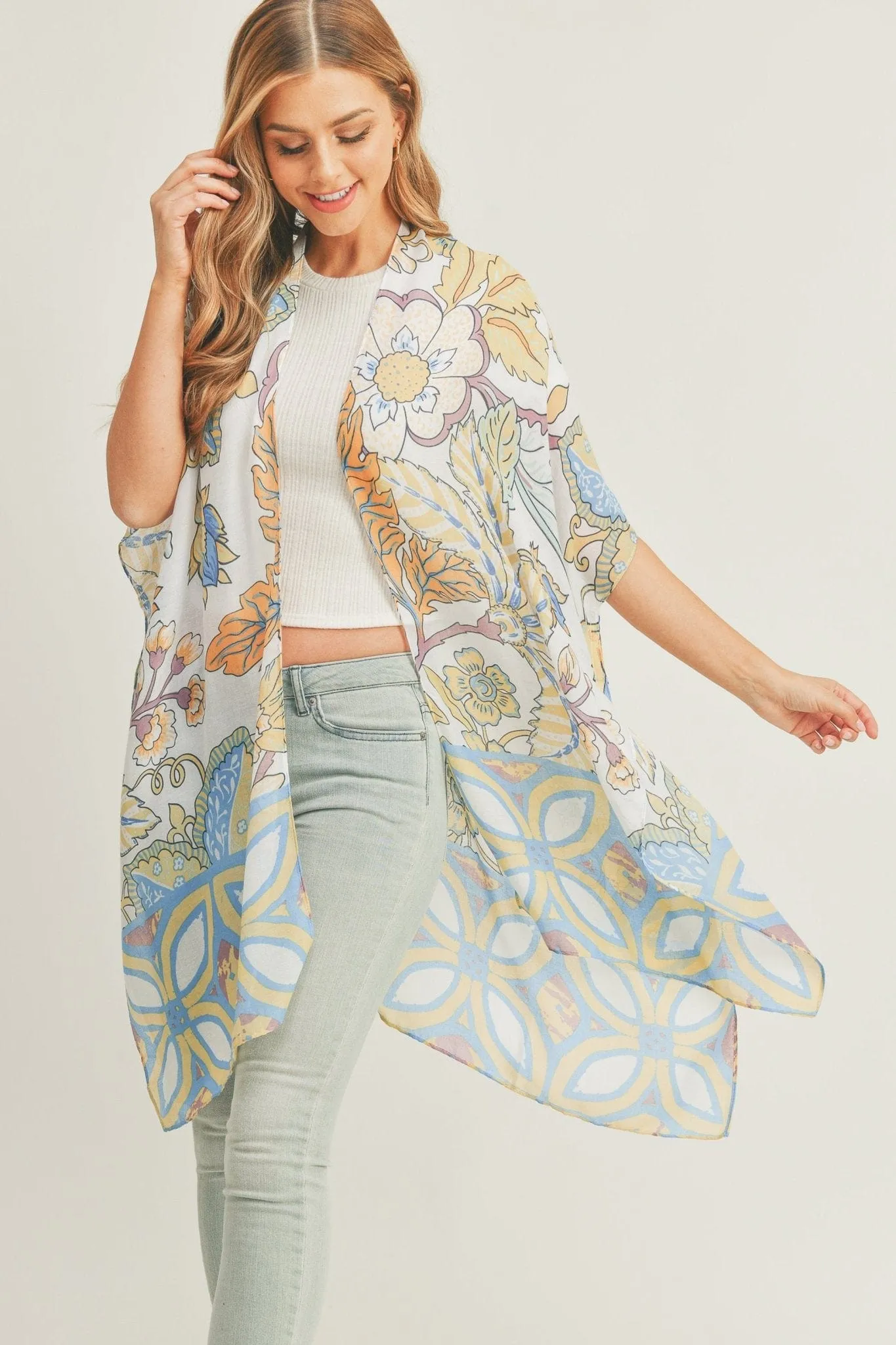 MS0278 Mindy Floral Print Kimono