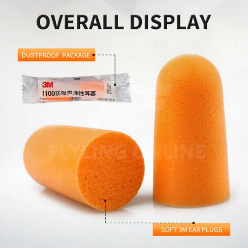 Multi size packs 3M 1100 Cordless Ear Plugs Foam Noise Reduction