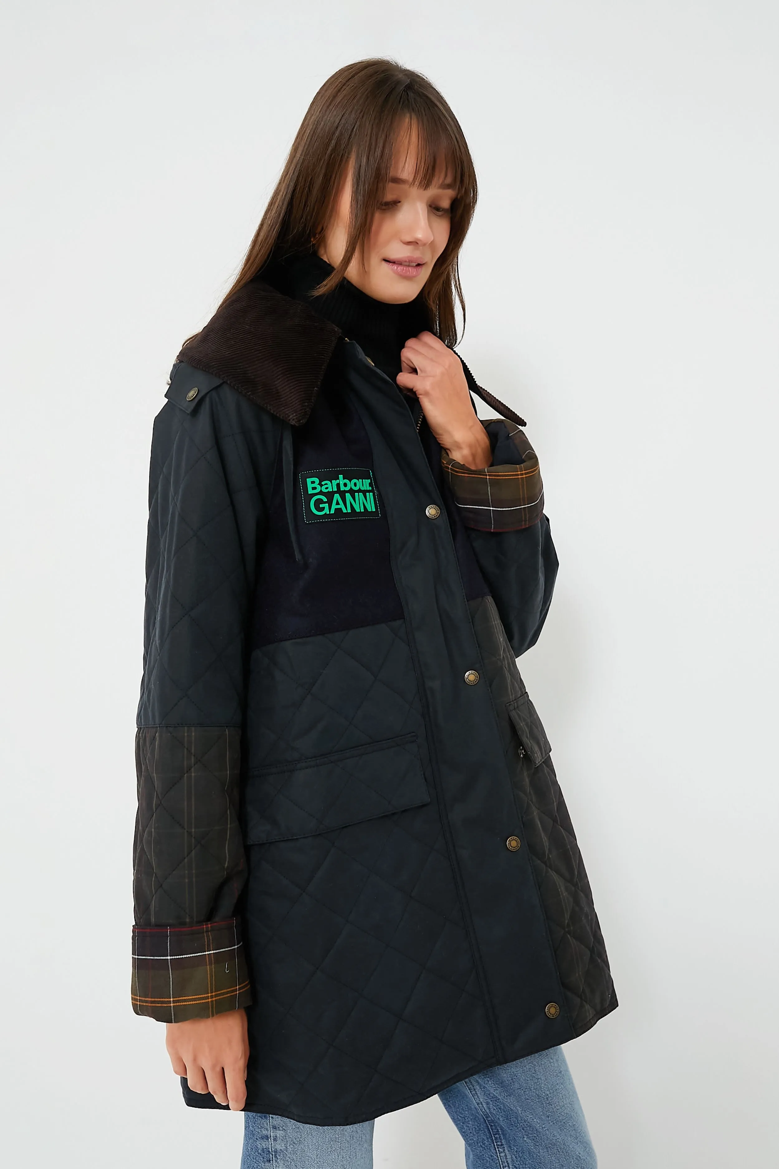 Navy Classic Barbour Ganni Burghley Jacket