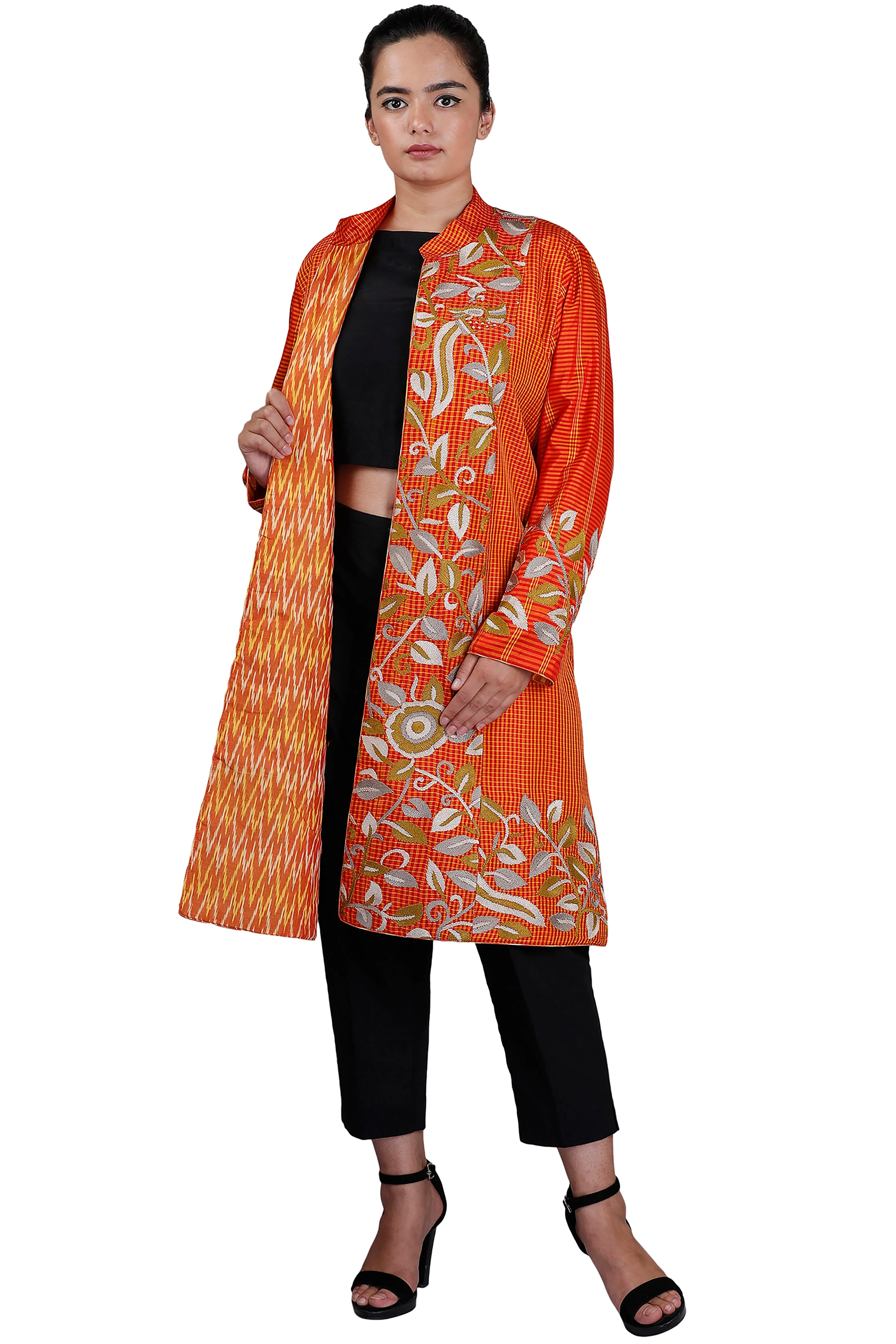 Orange Chettinad Silk Jacket