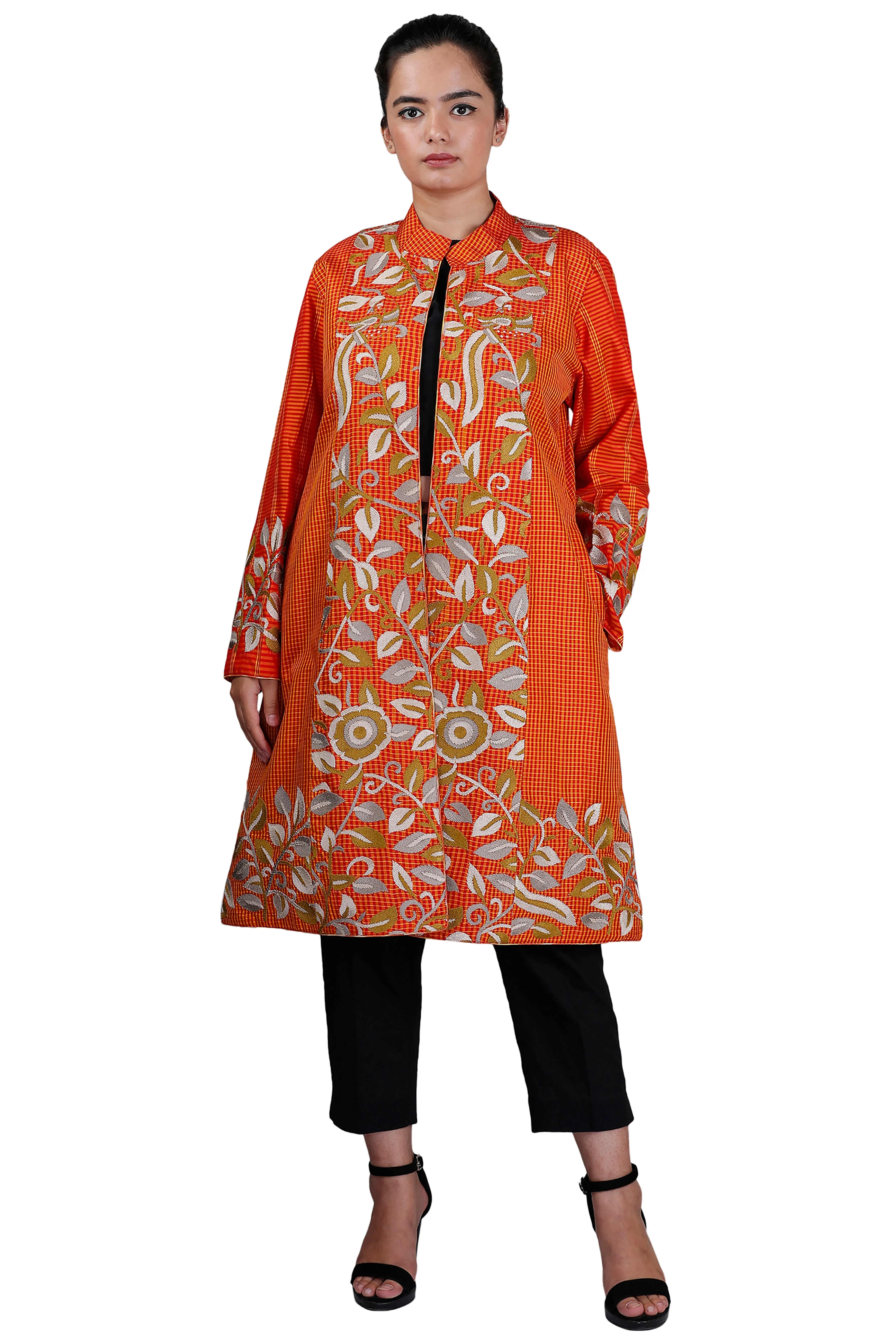 Orange Chettinad Silk Jacket