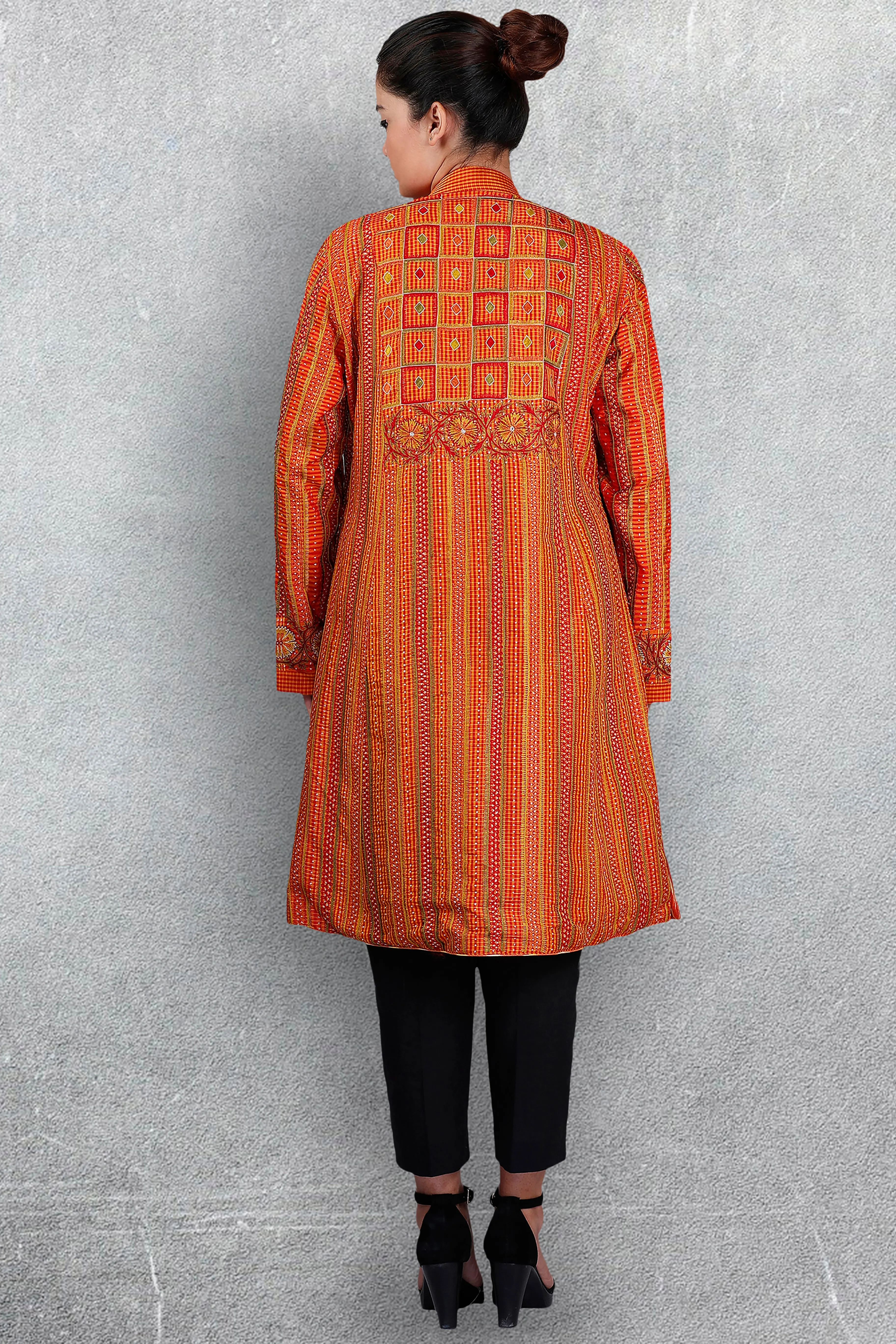 Orange Chettinad Silk Jacket