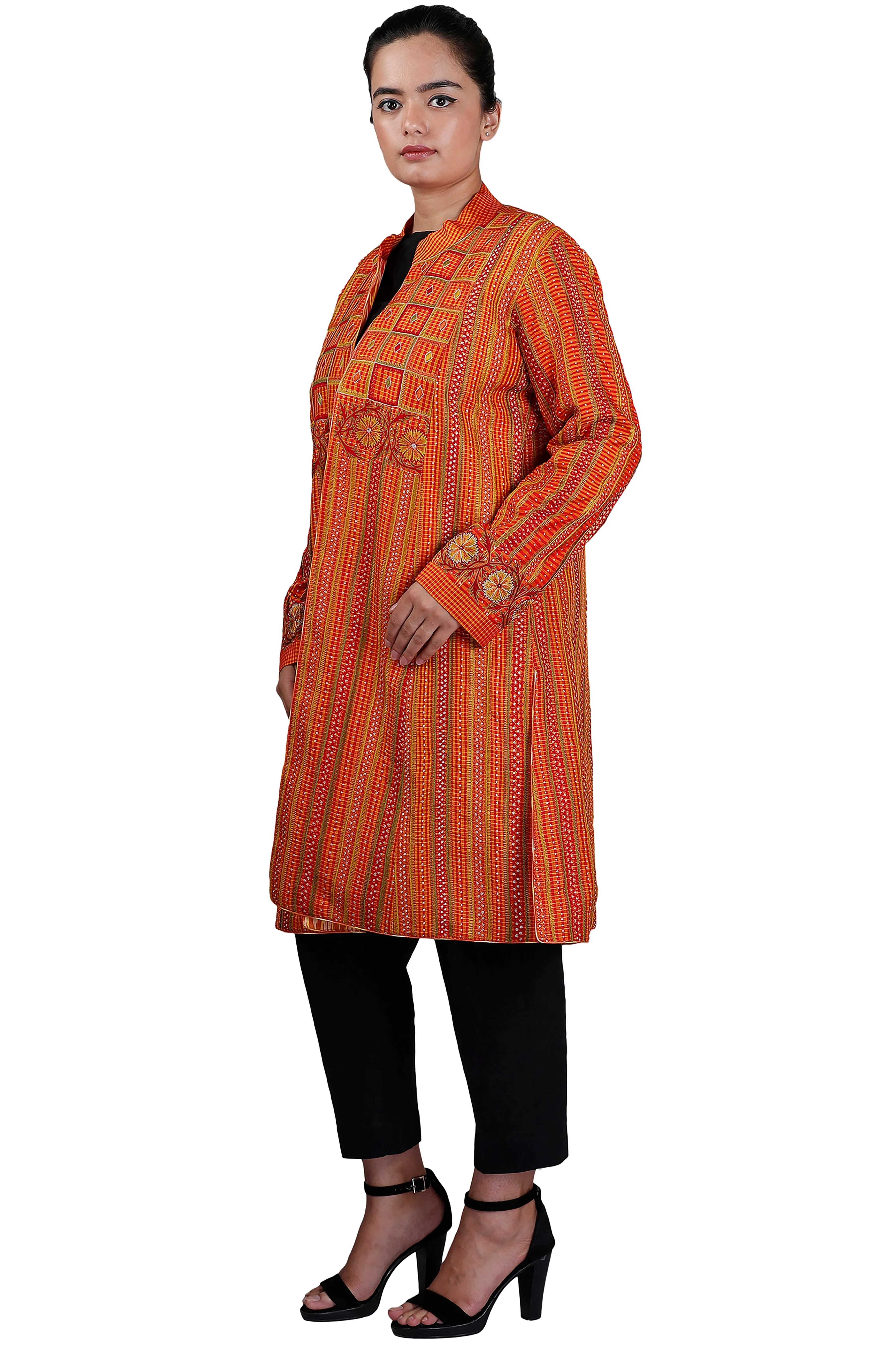 Orange Chettinad Silk Jacket