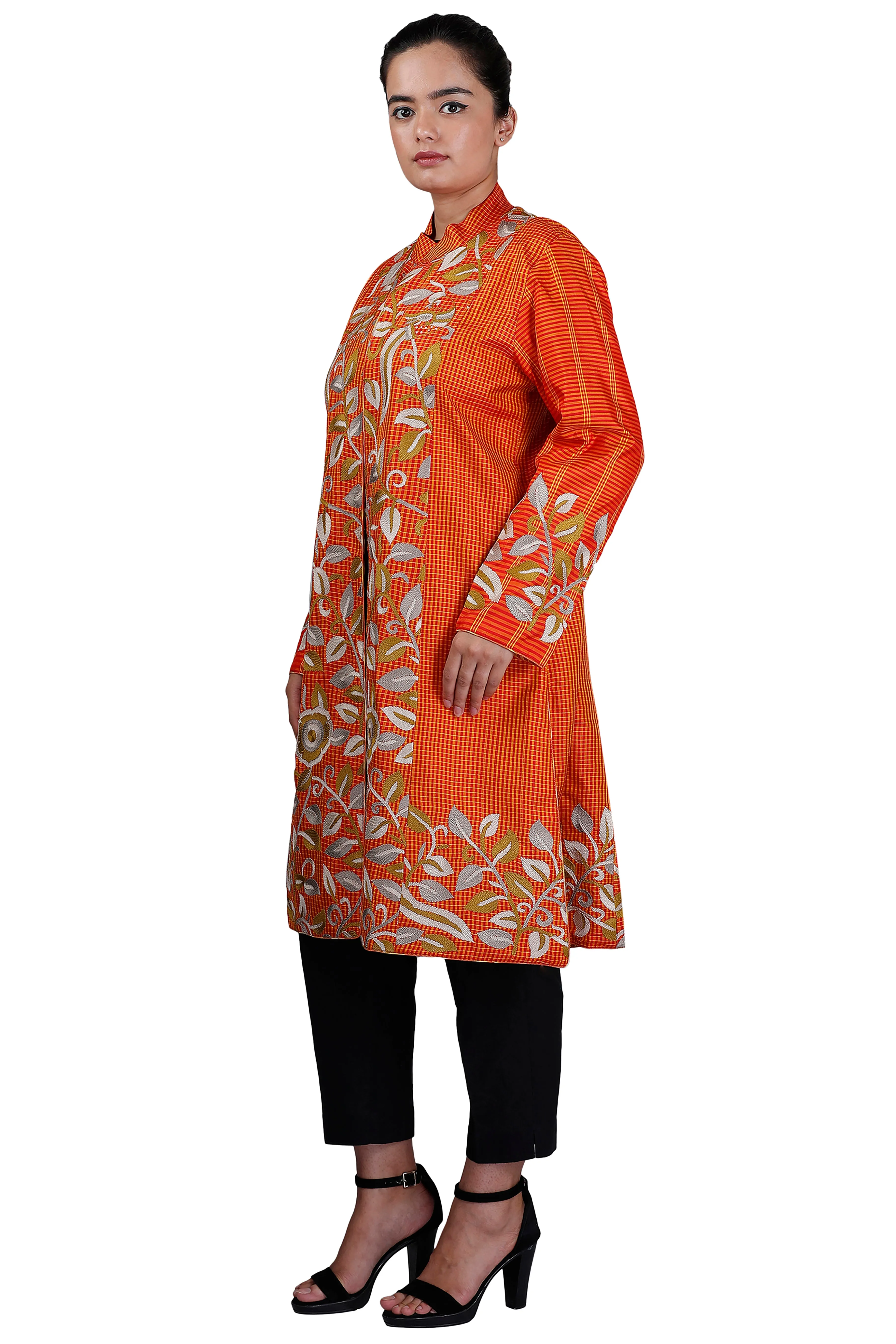 Orange Chettinad Silk Jacket