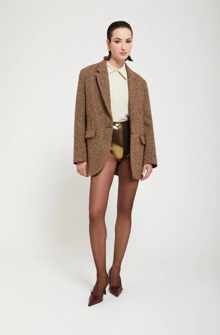 Ottod'ame Lined Jacket With One Button: Bronzo