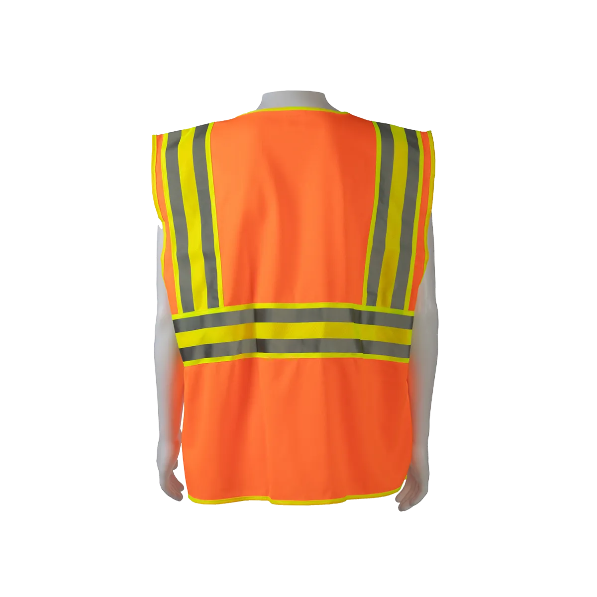 OV2-CB2 ANSI Class II Deluxe Two Tone DOT Safety Vest Orange Solid Lime Contrast