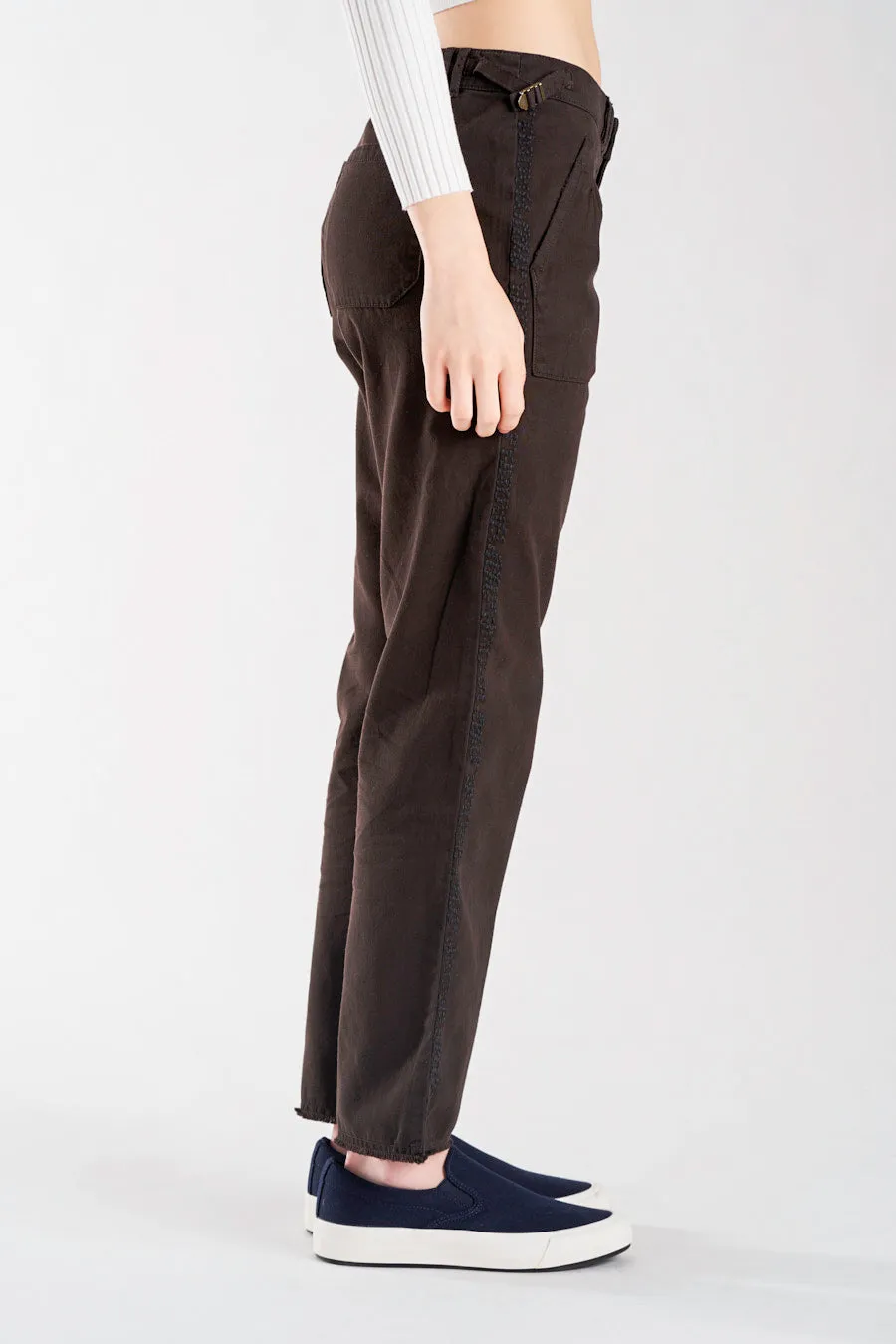 Pants with embroidery in Licorice