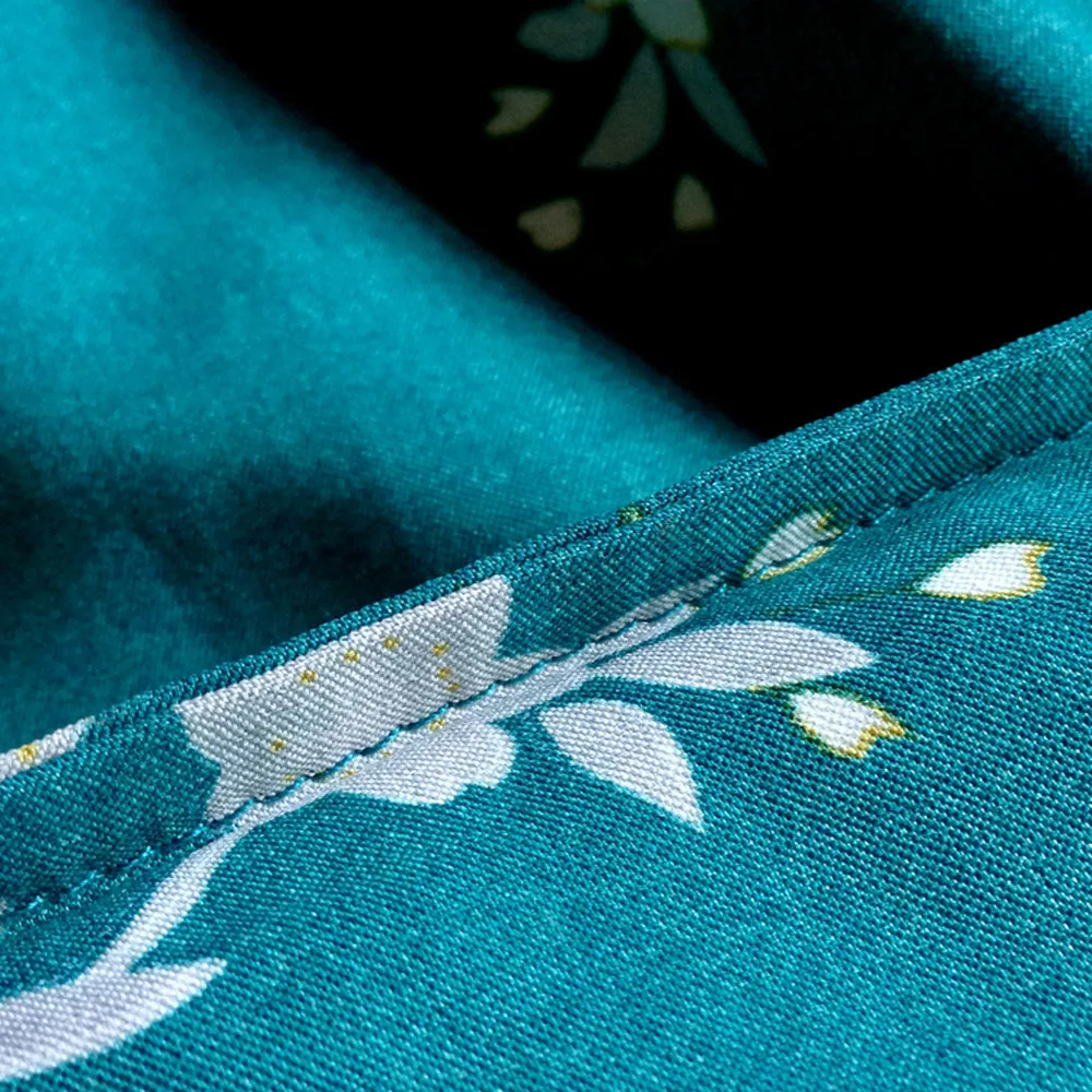 Peacock & Blossoms Long Kimono Robe