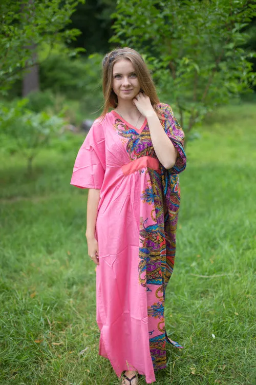 Pink Unfurl Style Caftan in Cheerful Paisleys Pattern