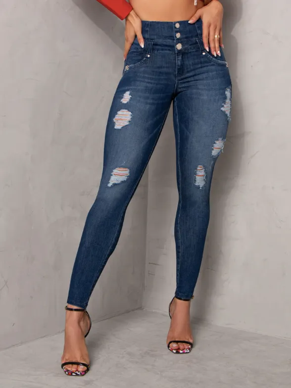 Pit Bull Jeans Women's High Waisted Ripped Jeans Pants With Butt Lift 65336