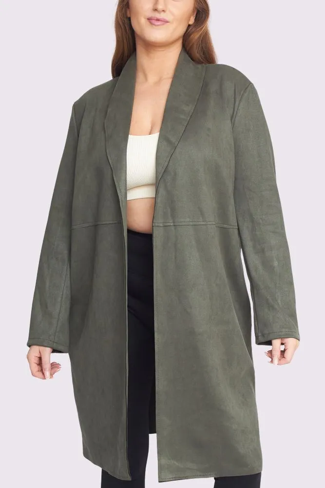 Plain Open Front Longline Blazer Cardigan