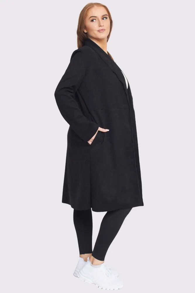 Plain Open Front Longline Blazer Cardigan